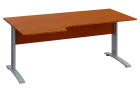 CRK 28 - 186 stůl kancelářský, rohový, levý, kovová podnož stříbrná, deska 25 mm, široký 1800 mm, tř